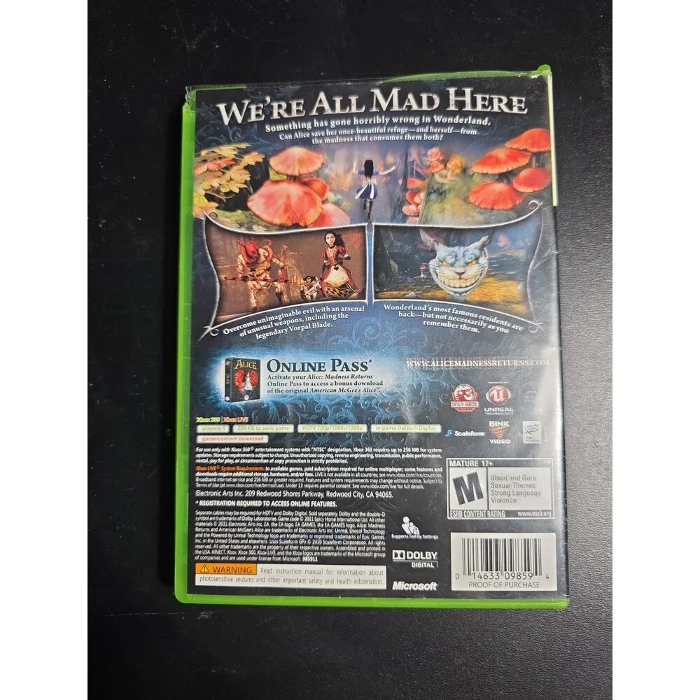 Alice: Madness Returns Microsoft Xbox 360 TESTED Working